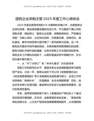 国有企业采购主管2025年度工作心得体会