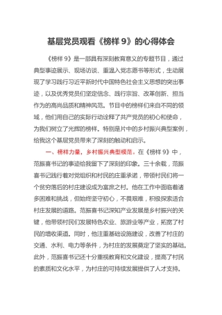 基层党员观看《榜样9》的心得体会