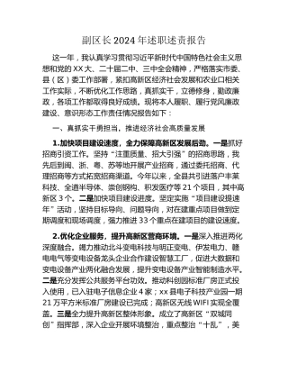 副区长2024年述职述责报告