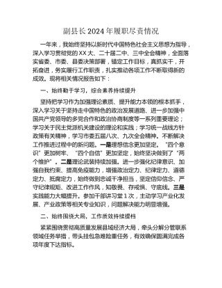 副县长2024年履职尽责情况