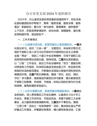 办公室党支部2024年述职报告