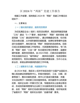 区2024年“两新”党建工作报告