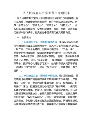 区人民政府办公室抓基层党建述职