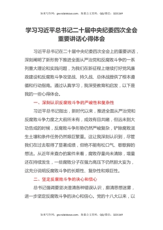学习习近平总书记二十届中央纪委四次全会重要讲话心得体会