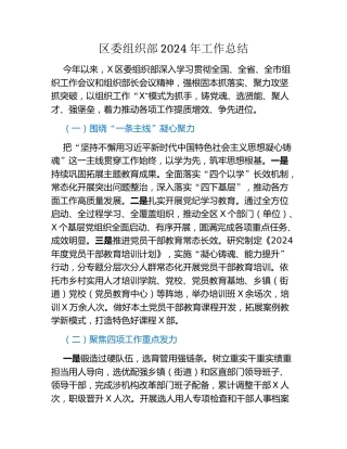 区委组织部2024年工作总结