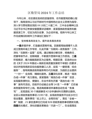 区数管局2024年工作总结