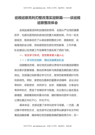巡视巡察亮利刃 整改落实迎新篇 ——谈巡视巡察整改体会