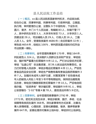 县人民法院工作总结