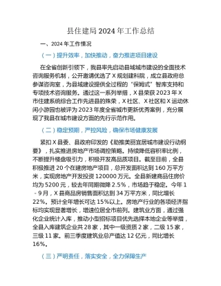 县住建局2024年工作总结