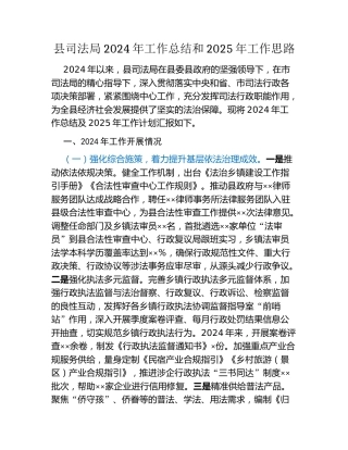 县司法局2024年工作总结和2025年工作思路