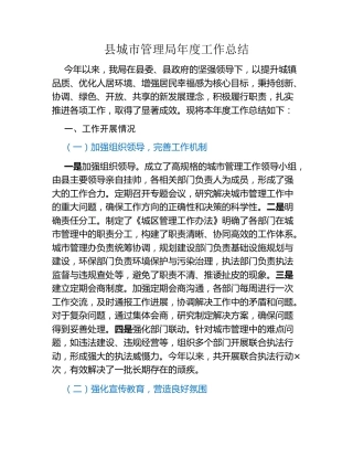 县城市管理局年度工作总结