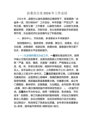县委办公室2024年工作总结