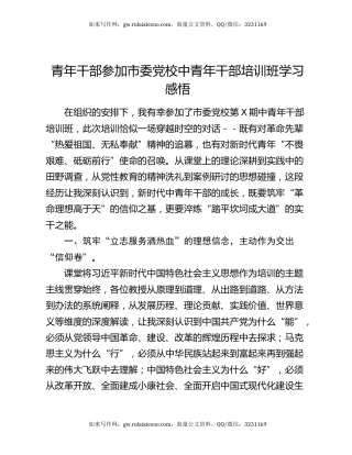 青年干部参加市委党校中青年干部培训班学习感悟