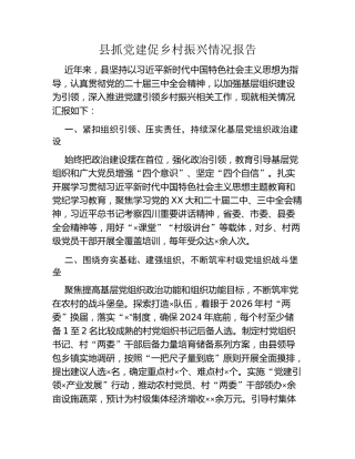 县抓党建促乡村振兴情况报告