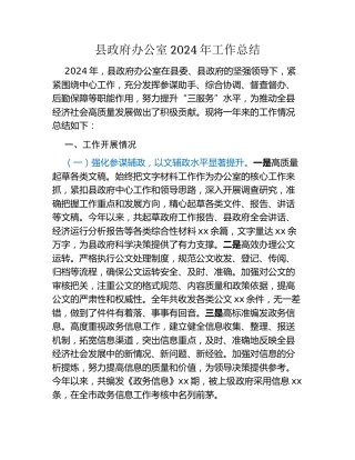 县政府办公室2024年工作总结
