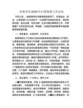 县教育局2024年扫黑除恶工作总结