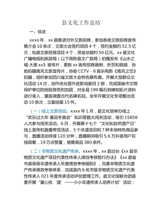 县文化工作总结