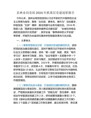 县林业局党组2024年抓基层党建述职报告