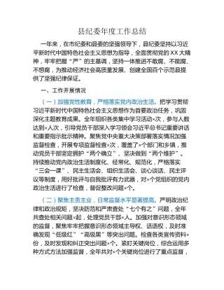 县纪委年度工作总结
