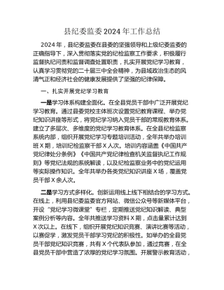 县纪委监委2024年工作总结