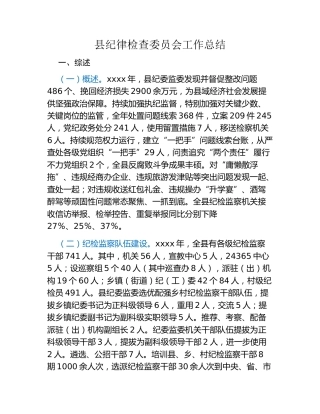县纪律检查委员会工作总结