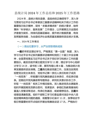 县统计局2024年工作总结和2025年工作思路