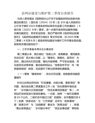 县网站建设与维护第二季度自查报告