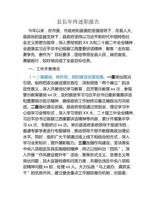 县长年终述职报告