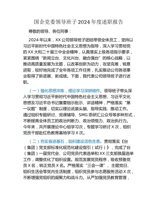 国企党委领导班子2024年度述职报告