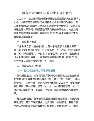 国有企业2024 年政治生态分析报告