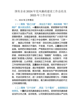 国有企业2024年党风廉政建设工作总结及2025年工作计划（2）