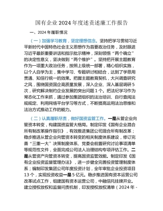 国有企业2024年度述责述廉工作报告