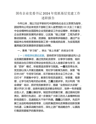 国有企业党委书记2024年度抓基层党建工作述职报告