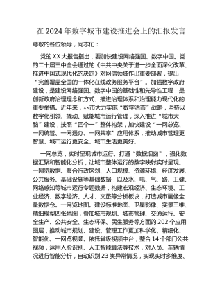 在2024年数字城市建设推进会上的汇报发言