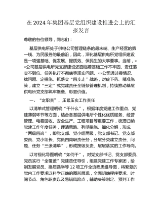 在2024年集团基层党组织建设推进会上的汇报发言