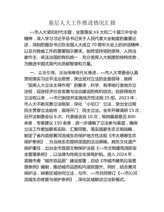 基层人大工作推进情况汇报