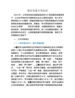 基层党建专项总结