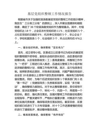 基层党组织整顿工作情况报告