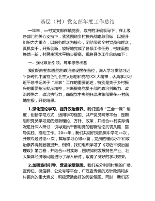 基层（村）党支部年度工作总结