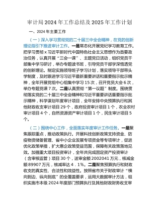 审计局2024年工作总结及2025年工作计划