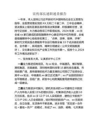 宣传部长述职述责报告