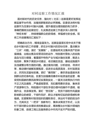 对村巡察工作情况汇报