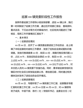 巡察xx镇党委阶段性工作报告