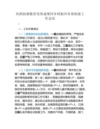 巩固拓展脱贫攻坚成果同乡村振兴有效衔接工作总结