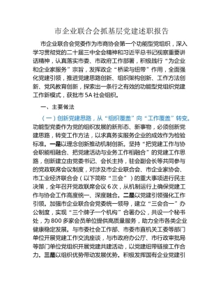 市企业联合会抓基层党建述职报告