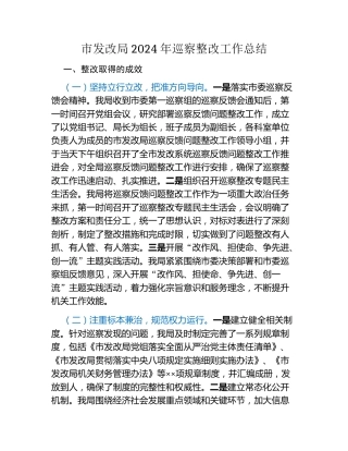 市发改局2024年巡察整改工作总结
