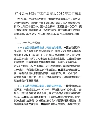 市司法局2024年工作总结及2025年工作谋划