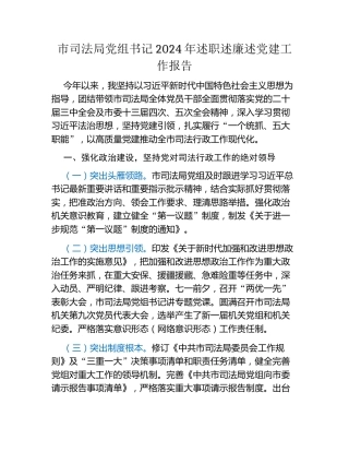 市司法局党组书记2024年述职述廉述党建工作报告