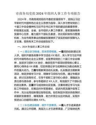 市商务局党组2024年组织人事工作专项报告