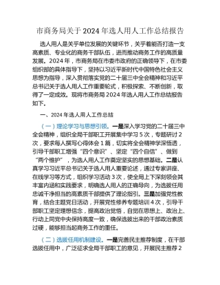 市商务局关于2024年选人用人工作总结报告